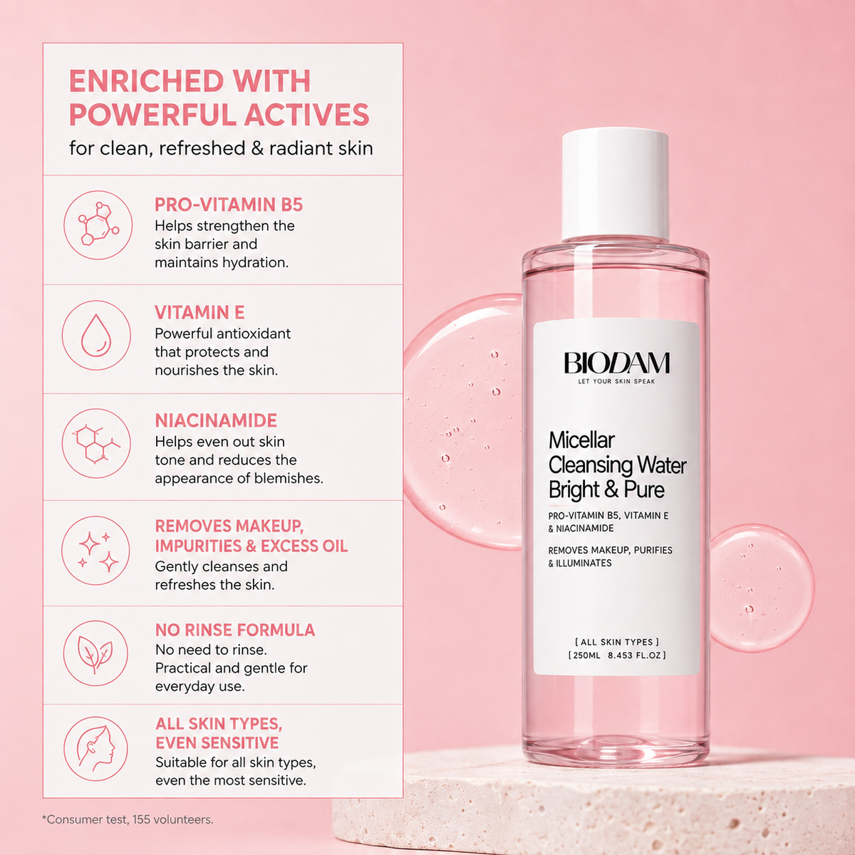 Bright & Pure Micellar Water – No-Rinse Cleanser & Makeup Remover