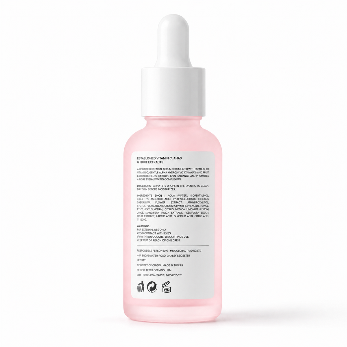 Crystal Bright Vitamin C + AHA Facial Serum – Brightening & Exfoliating Serum – 30ml